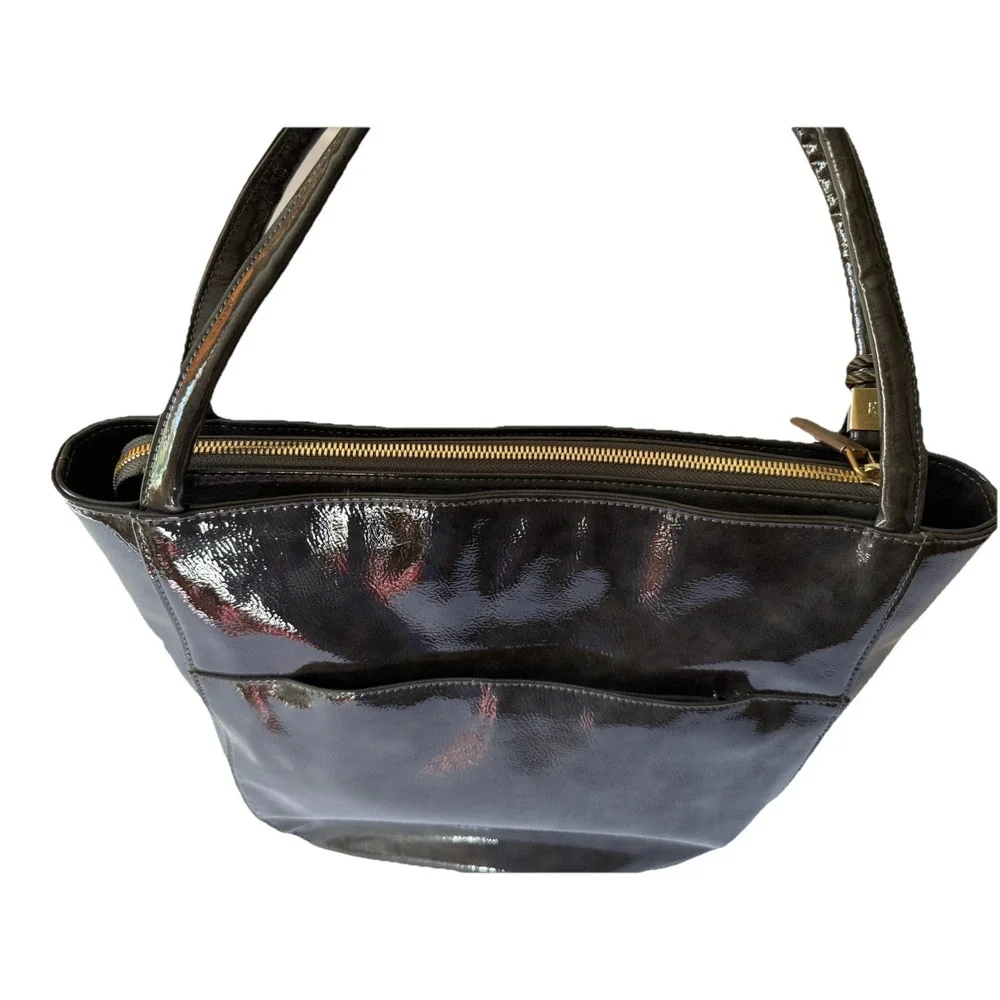 Erik Javits‎ TasselPurse Charcoal Gray Multiple Compartments Hidden Outer Pocket